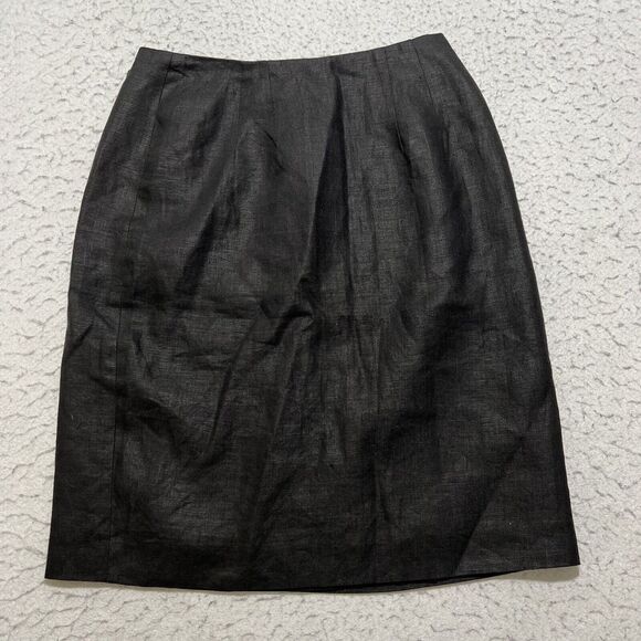Vintage Ann Taylor Studio Women's 4 Pure Linen Pencil Skirt Black Made in USA - Picture 7 of 11